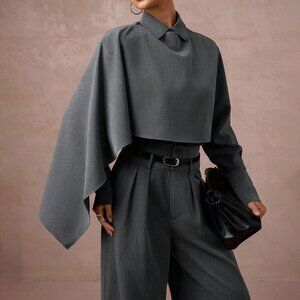 Grey Preppy Women's Coquette Blazer Suit Set